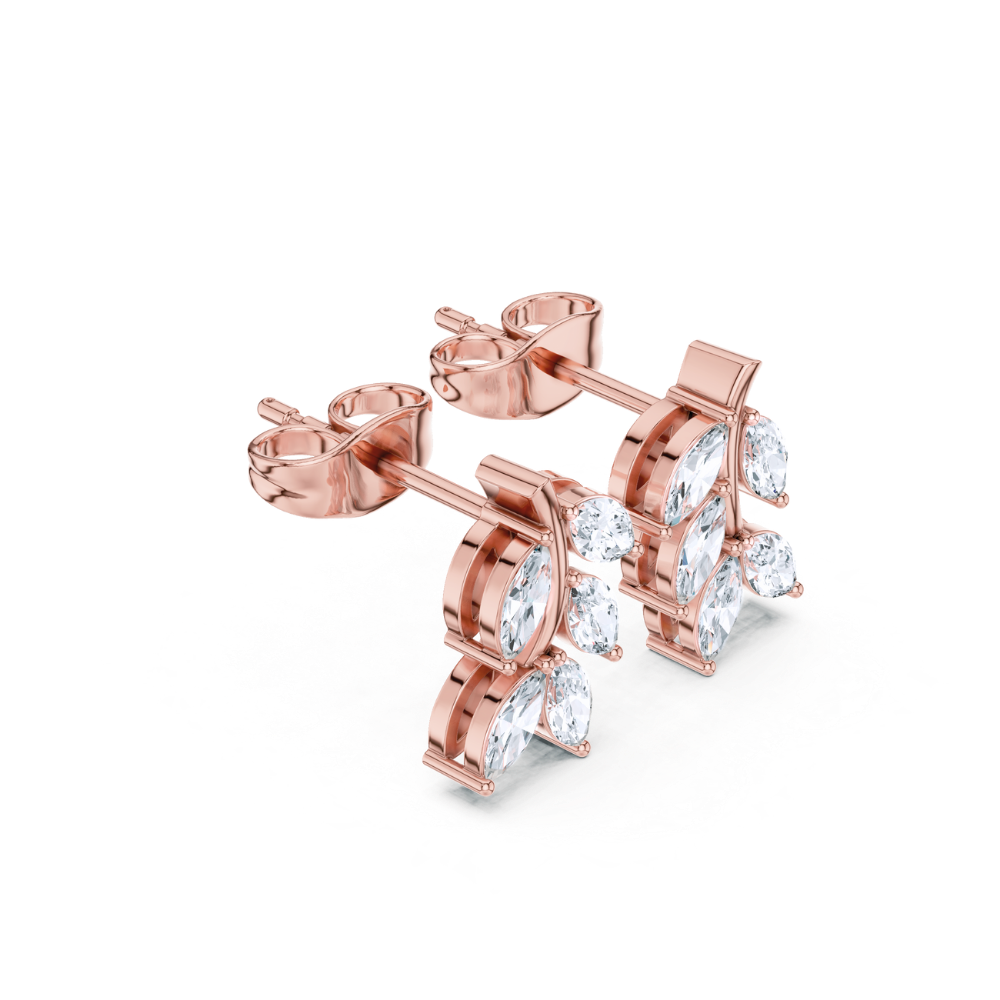 Crystal Vine Leaf Stud Earrings