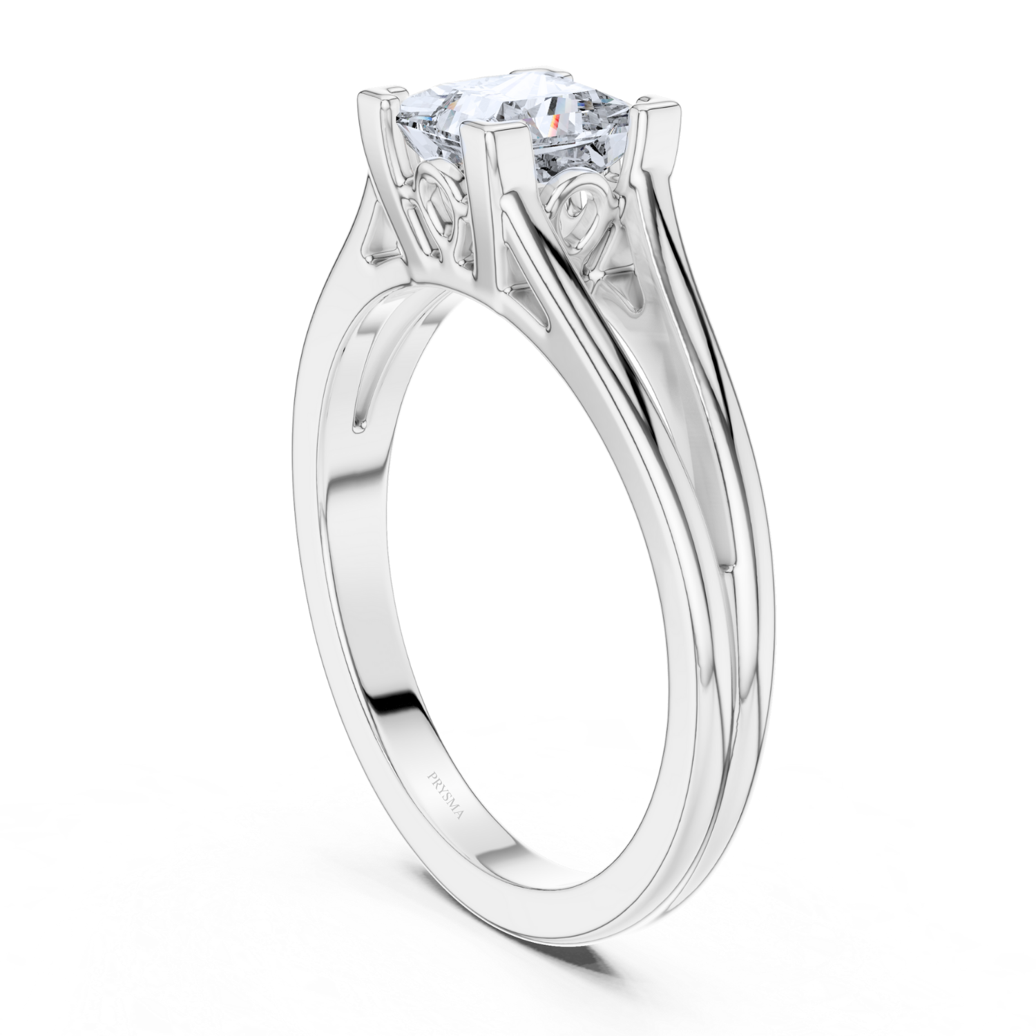 Princess Cut Center Stone Filigree Cathedral