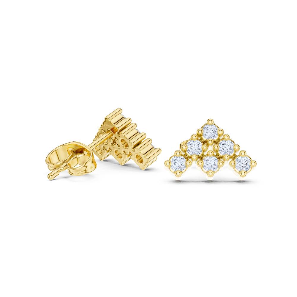 Radiant Pyramid Cluster Diamond Stud Earrings