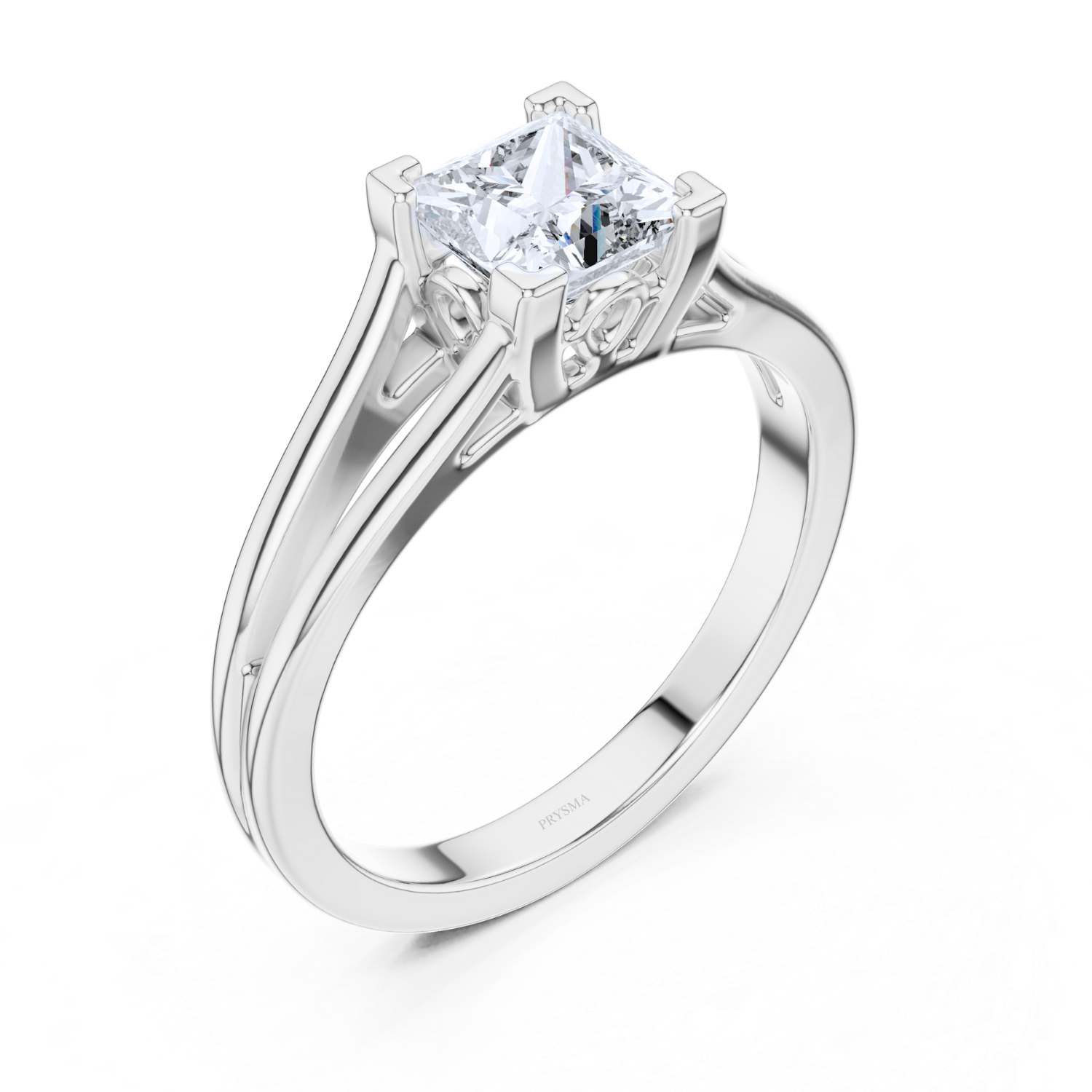 Princess Cut Center Stone Filigree Cathedral