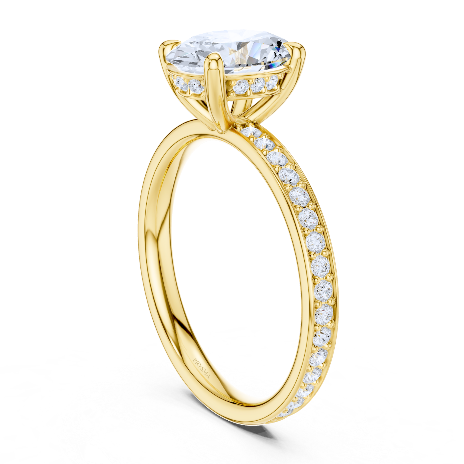 Oval Cathedral Pave Ring