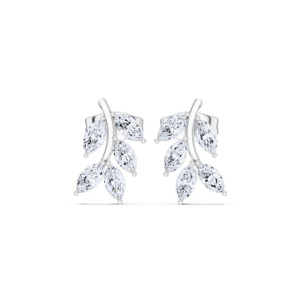 Crystal Vine Leaf Stud Earrings