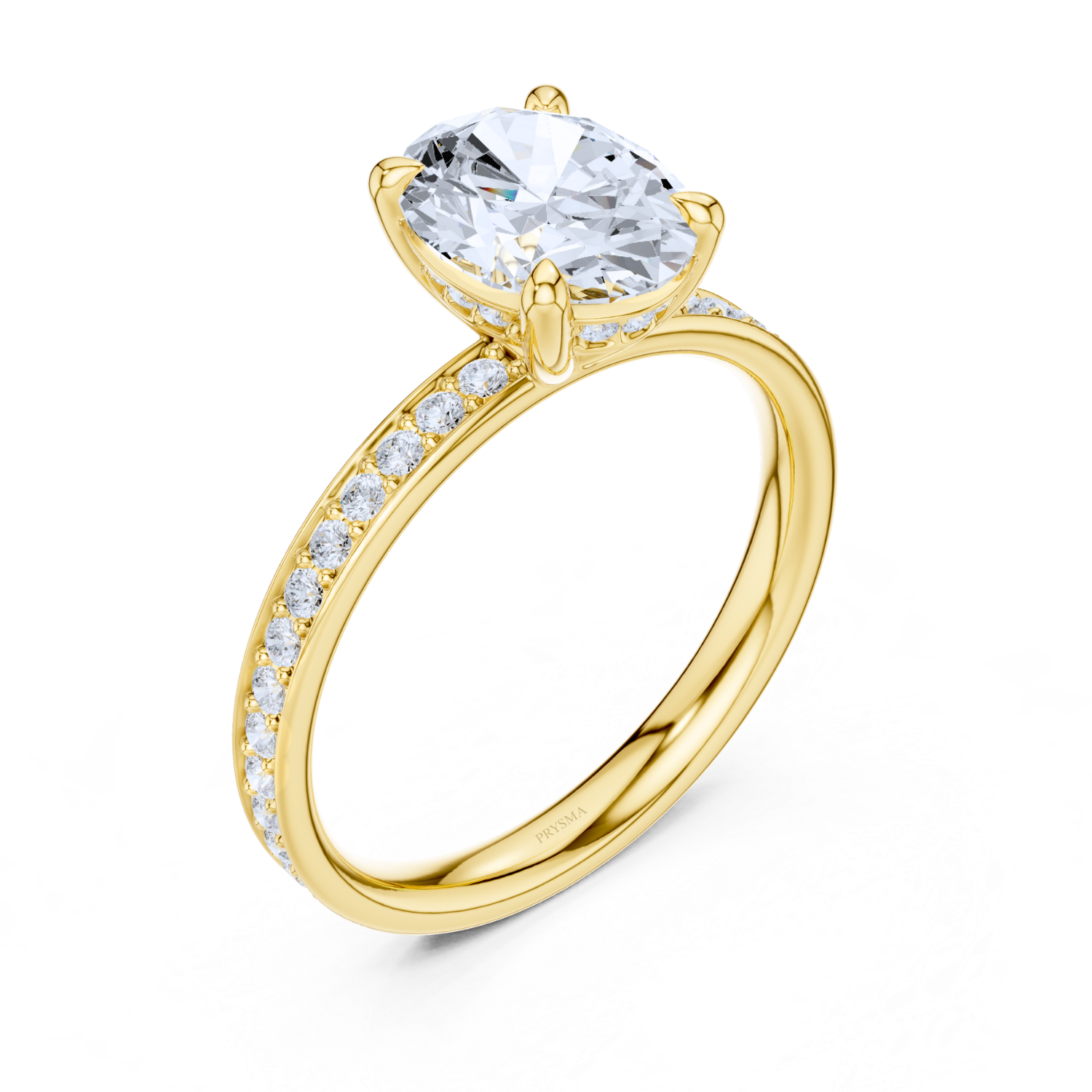 Oval Cathedral Pave Ring