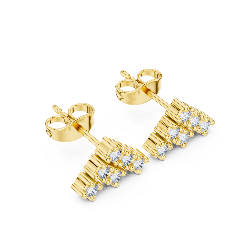 Radiant Pyramid Cluster Diamond Stud Earrings