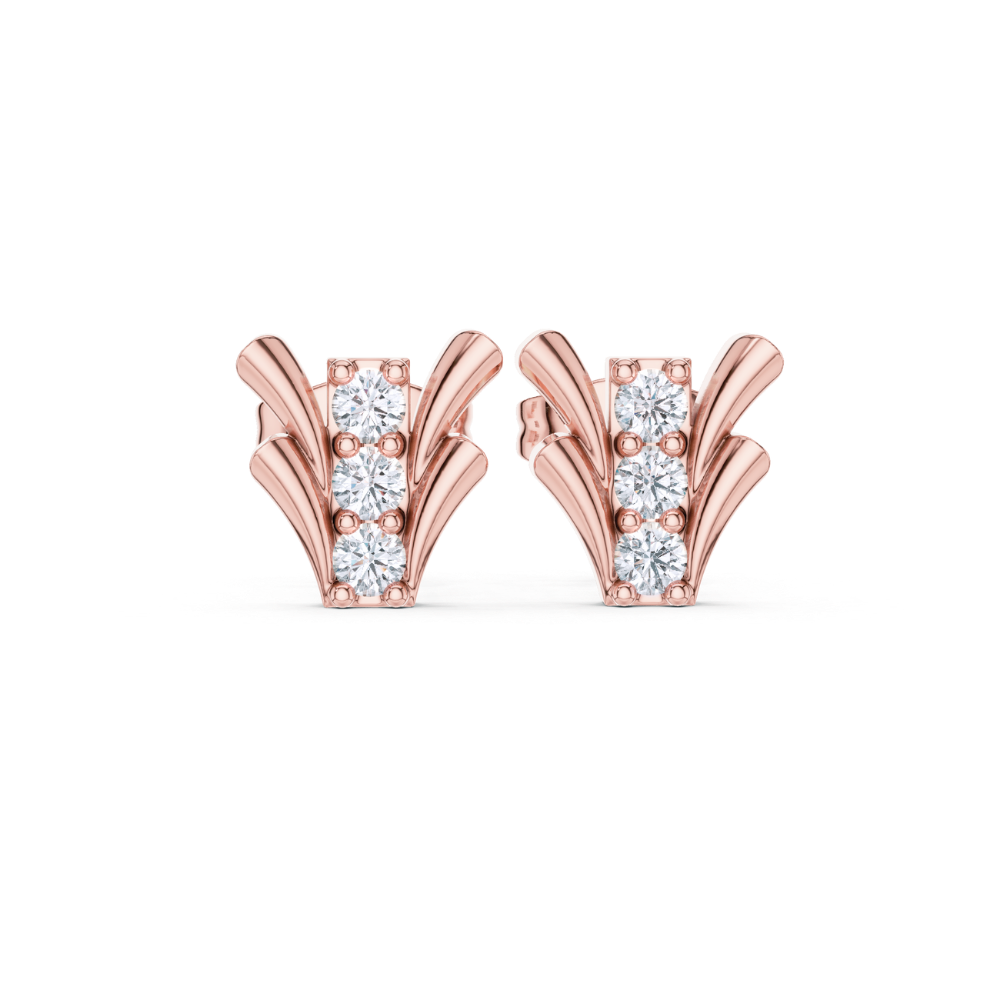Regal Fan Diamond Stud Earrings
