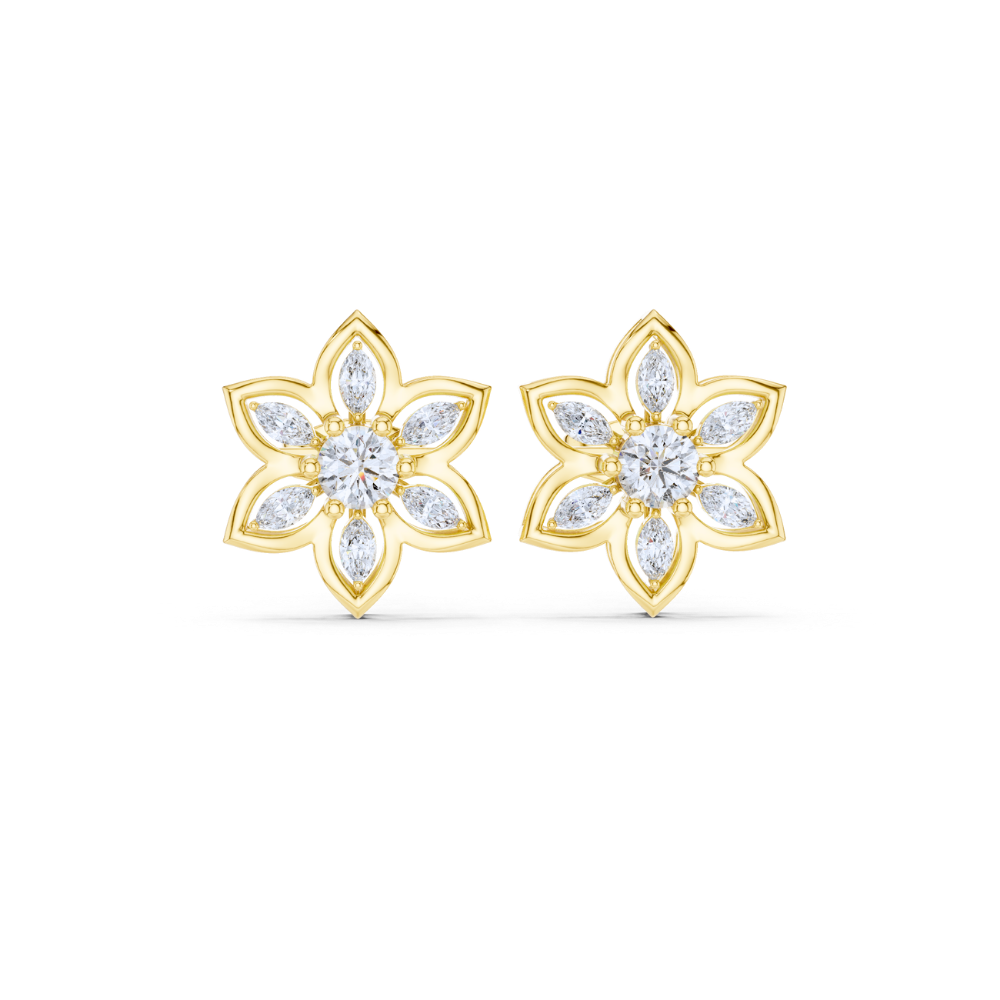 Golden Bloom Floral Studs