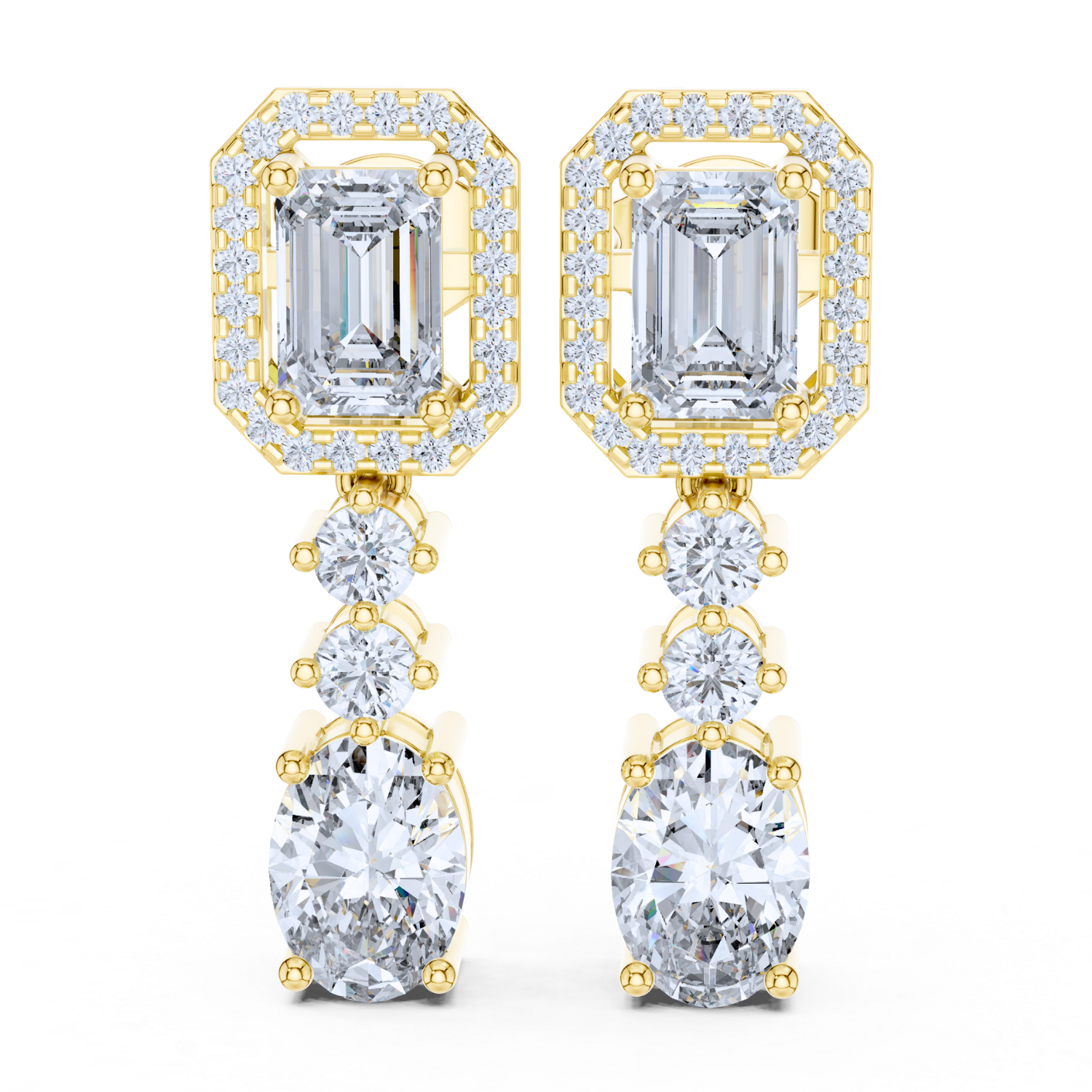 Emerald Radiance Drop Diamond Earrings