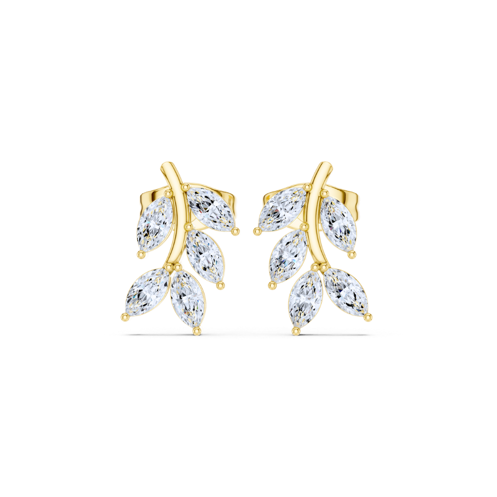 Crystal Vine Leaf Stud Earrings