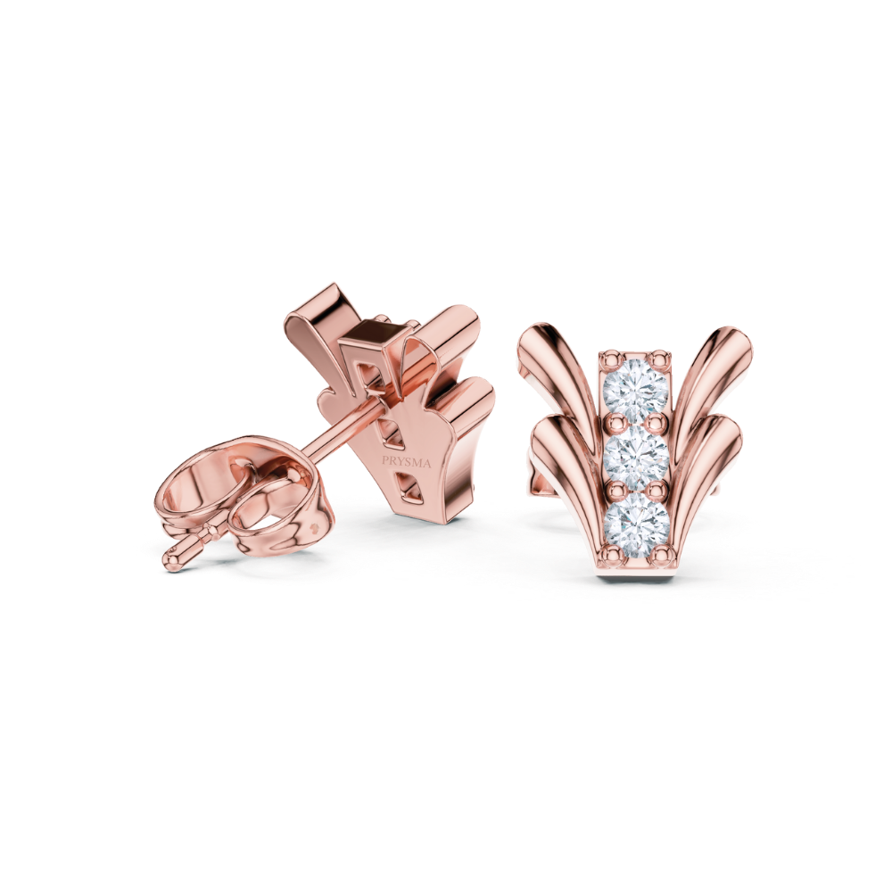 Regal Fan Diamond Stud Earrings