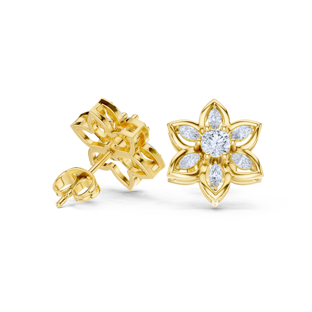 Golden Bloom Floral Studs