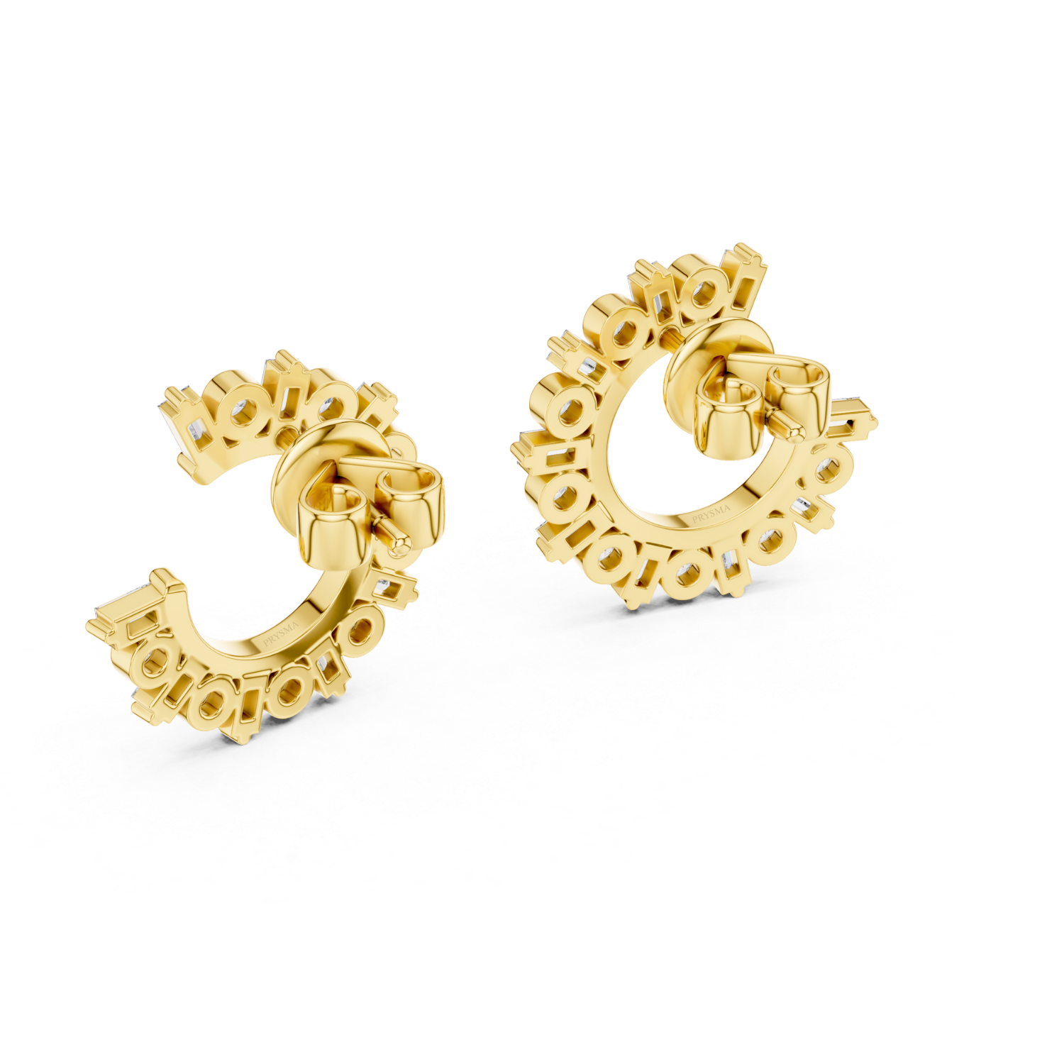 Baguette & Round Diamond Hoop Earrings