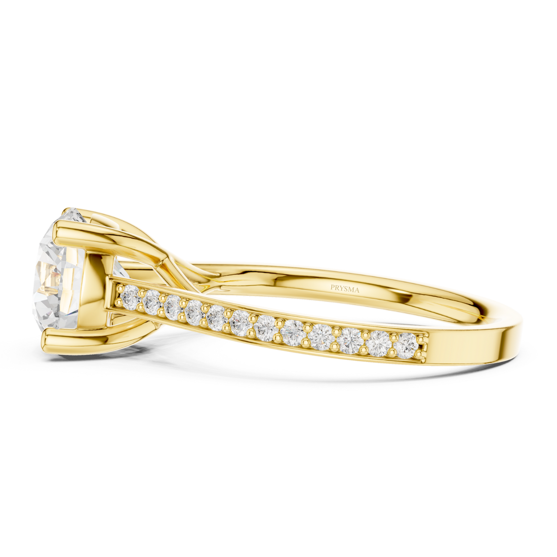 Round Brilliant Cathedral Pave Ring