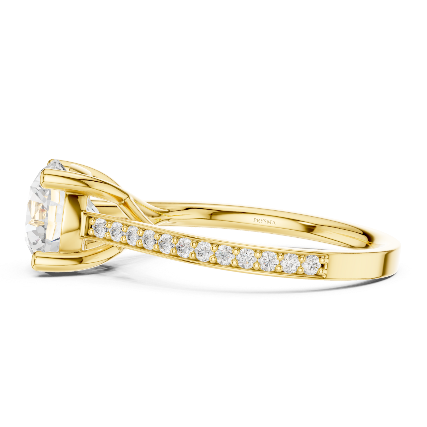 Round Brilliant Cathedral Pave Ring