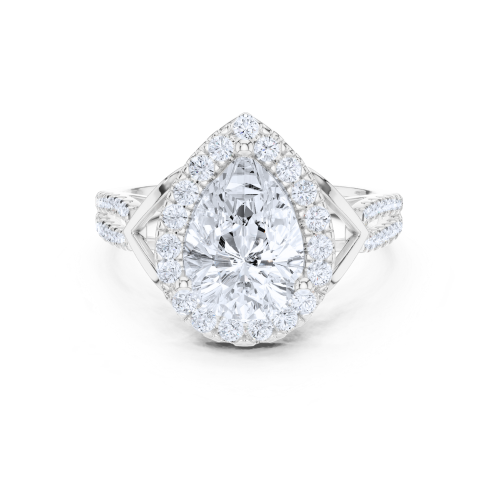 Regal Teardrop Halo Ring
