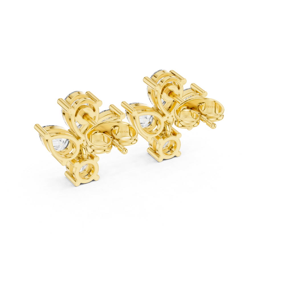 Radiant Bloom Pear Diamond Stud Earrings