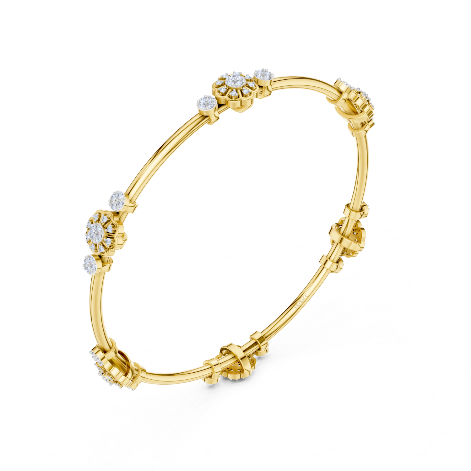 Floral Harmony Diamond Bangle