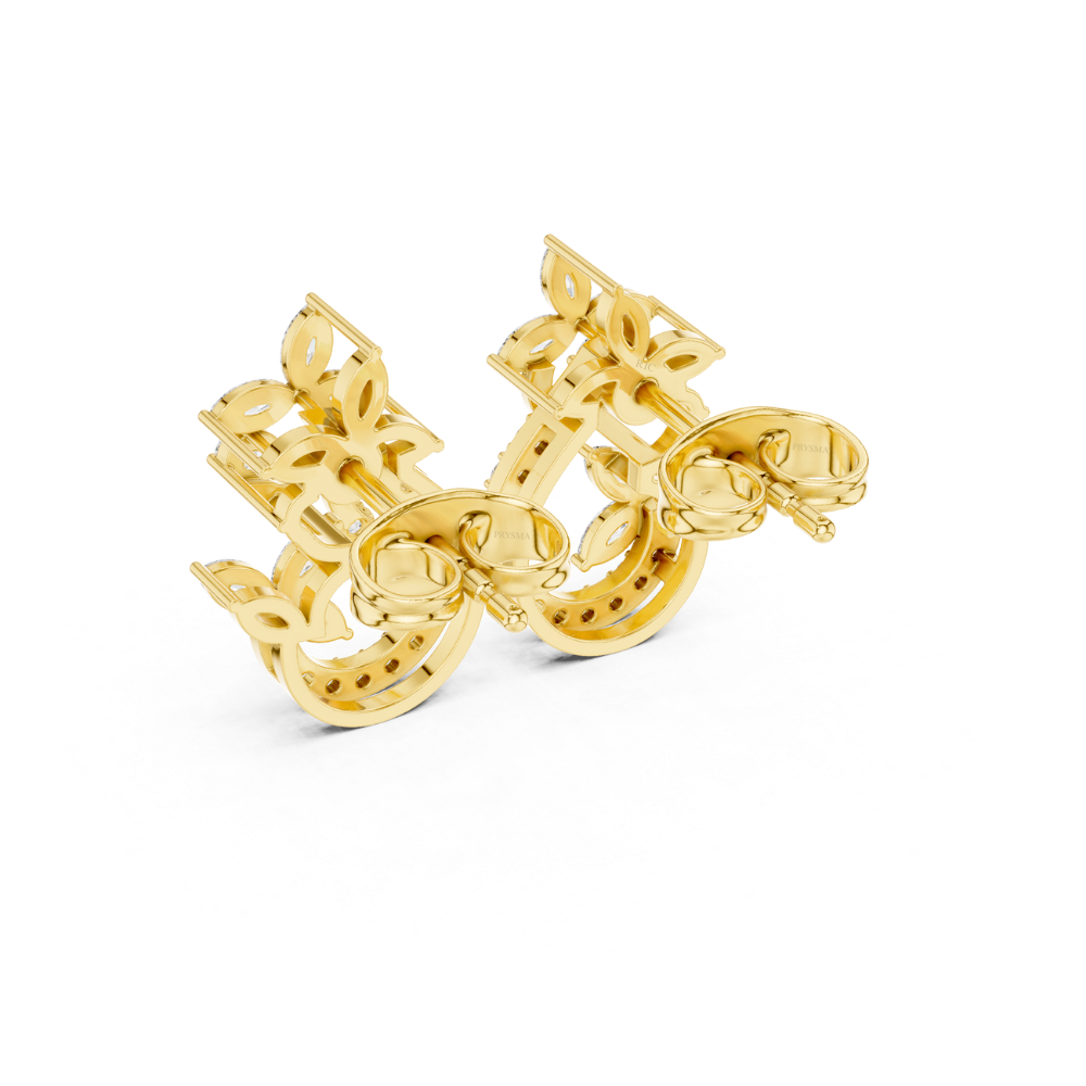 Floral Vine Diamond Hoop Studs