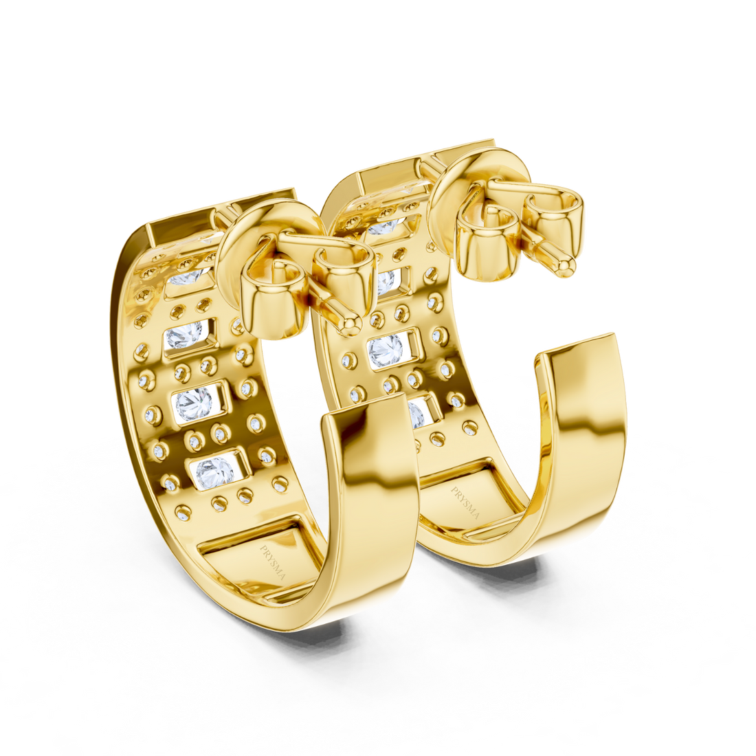Multi-Row Diamond Hoop Earrings