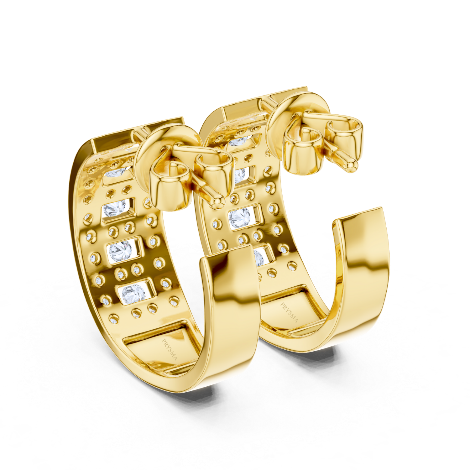 Multi-Row Diamond Hoop Earrings