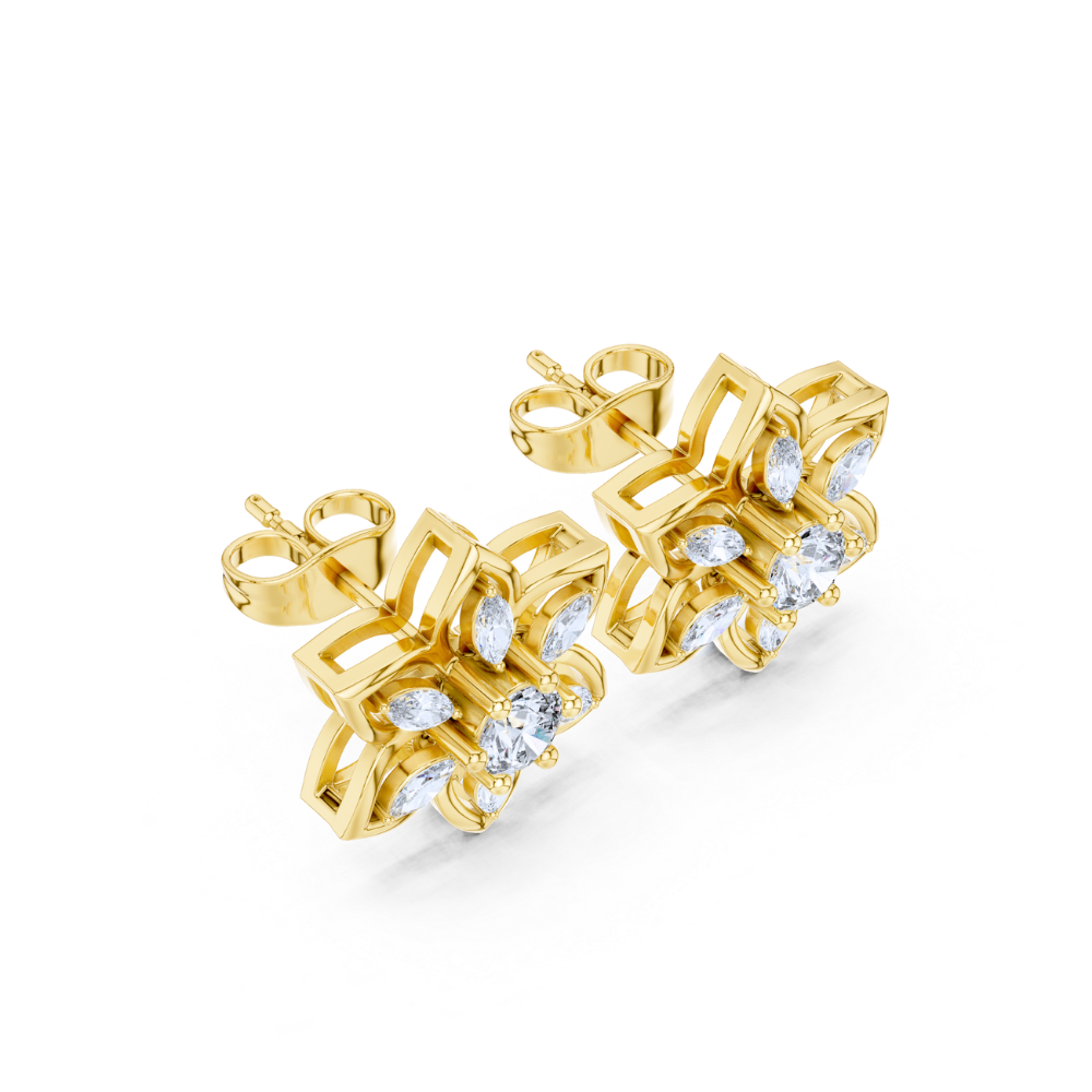 Golden Bloom Floral Studs