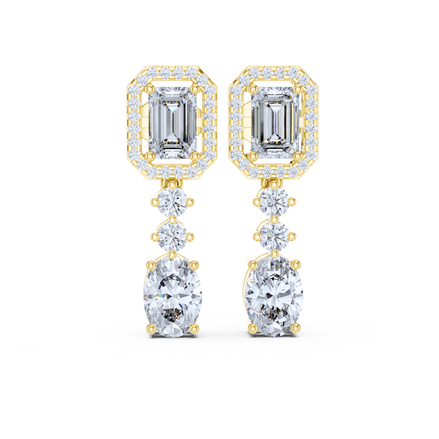 Emerald Radiance Drop Diamond Earrings