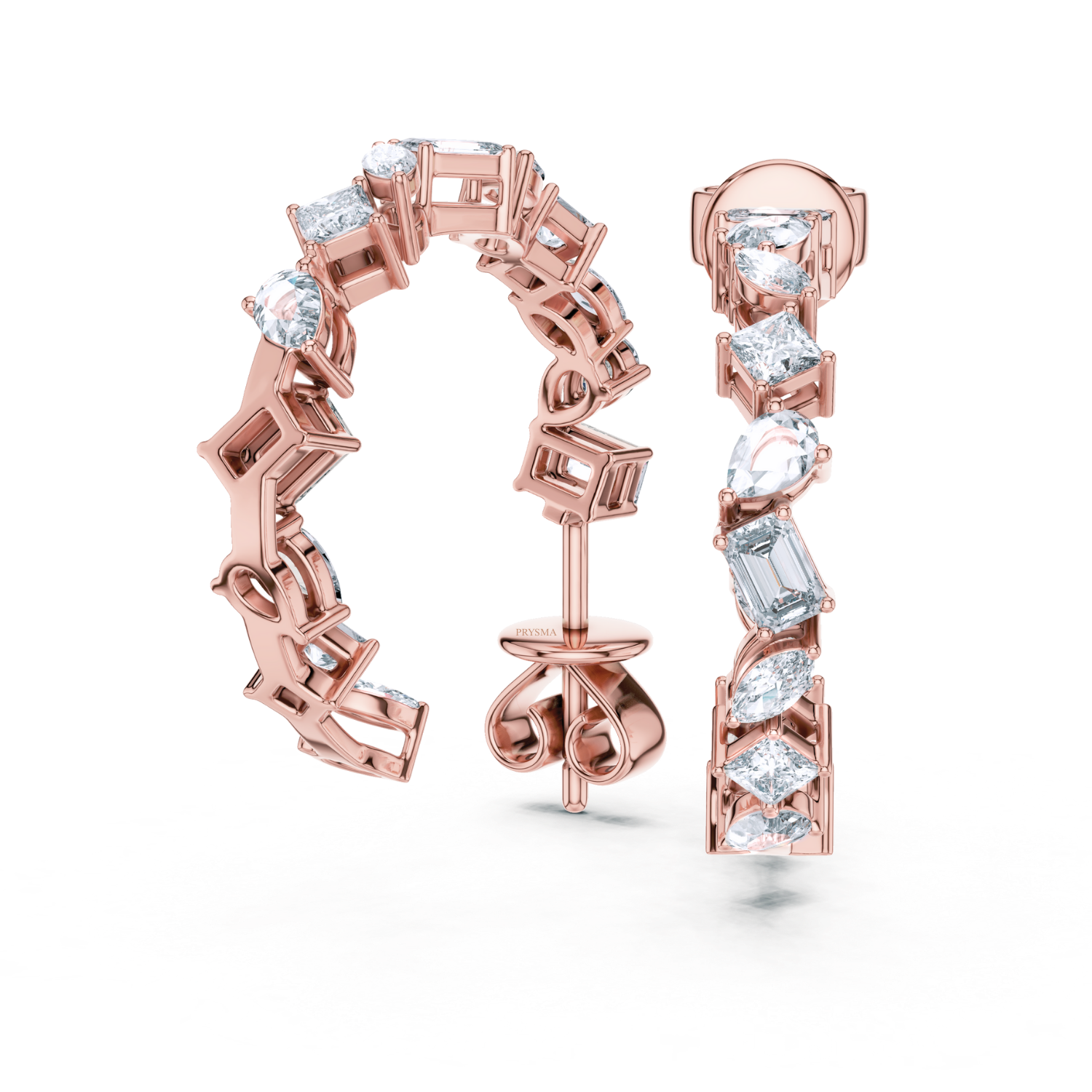 Radiant Cascade Diamond Hoop Earrings
