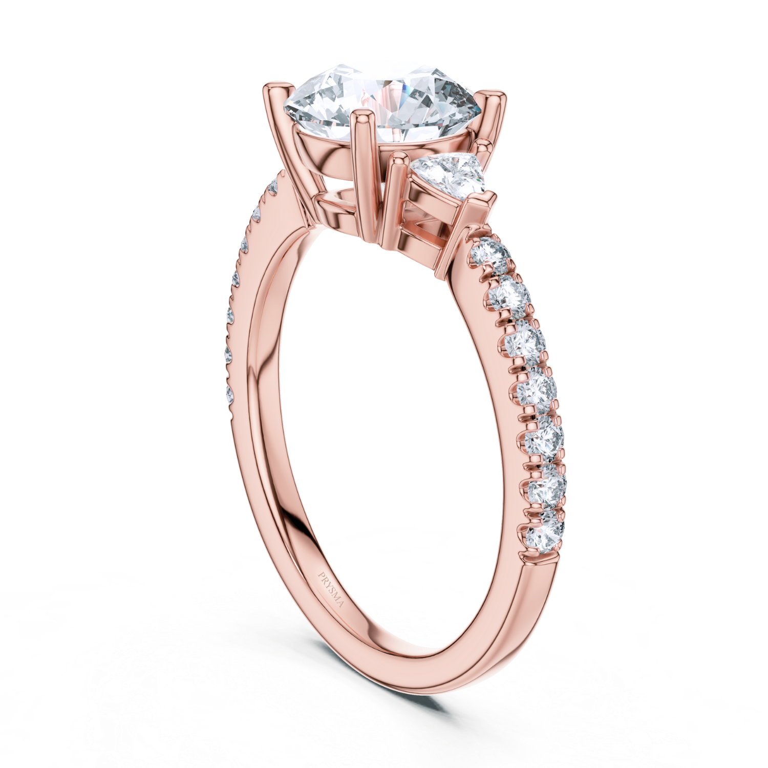 Round Center Stone with Trilliant Diamond