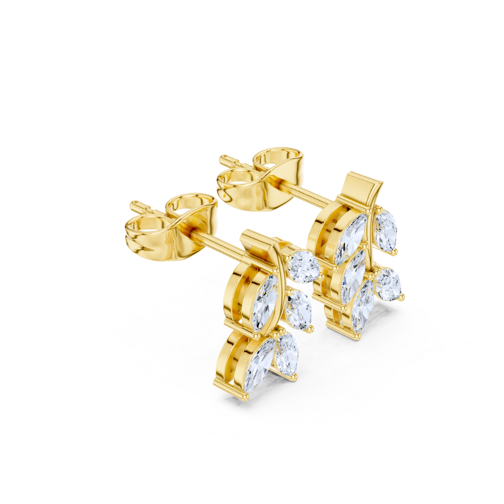 Crystal Vine Leaf Stud Earrings