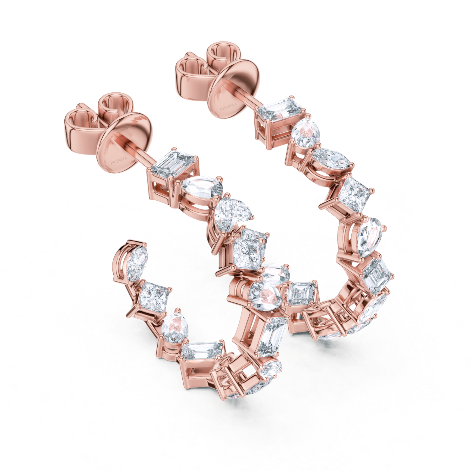 Radiant Cascade Diamond Hoop Earrings