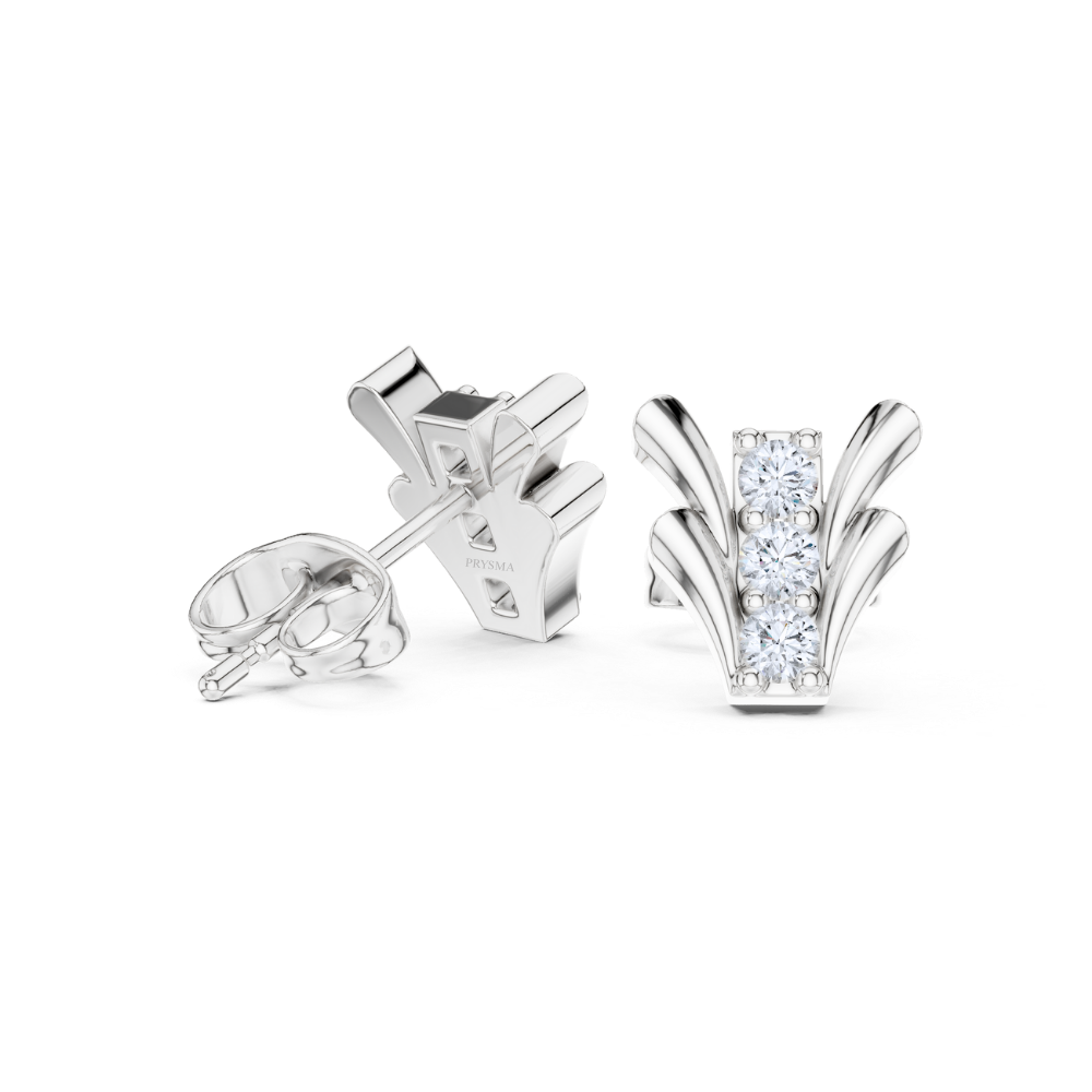 Regal Fan Diamond Stud Earrings
