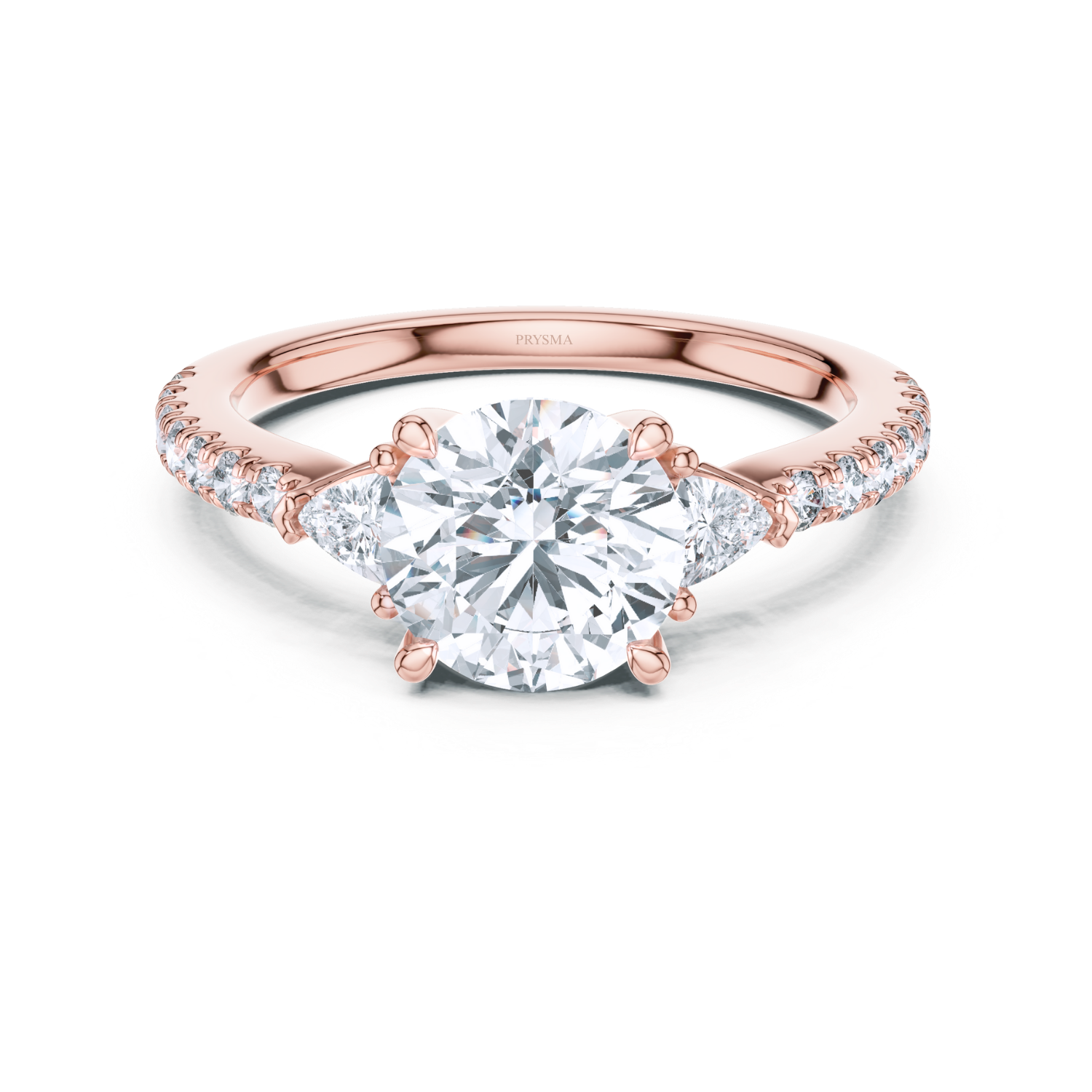 Round Center Stone with Trilliant Diamond