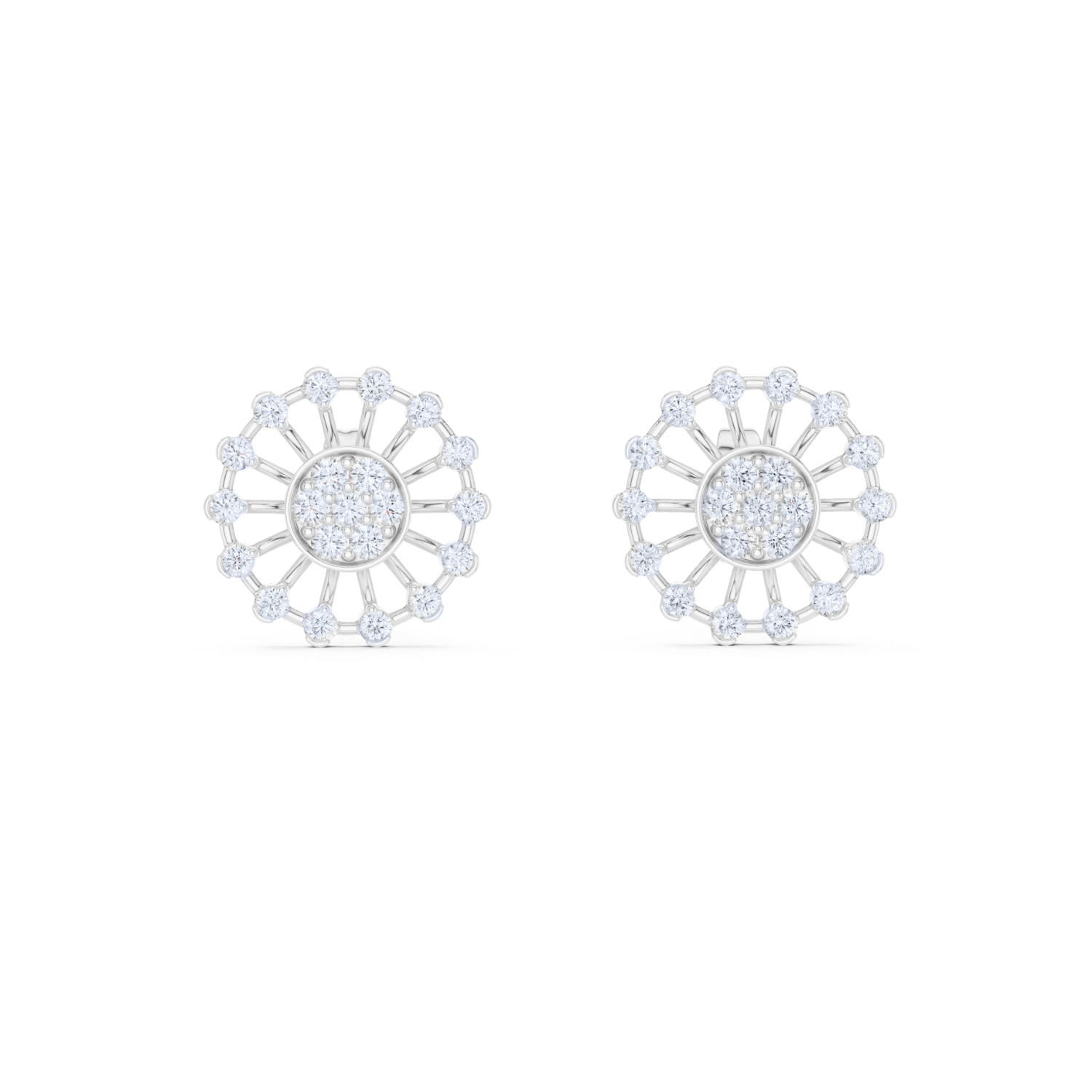 Radiant Sunburst Diamond Stud Earrings