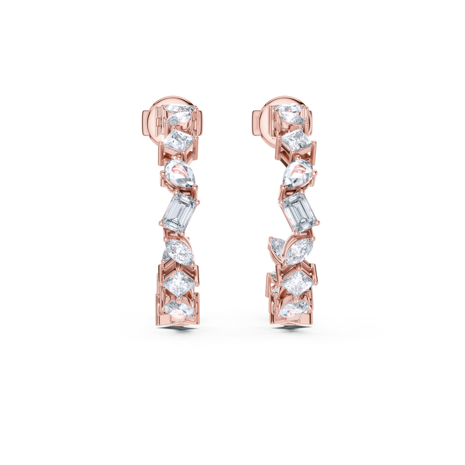 Radiant Cascade Diamond Hoop Earrings