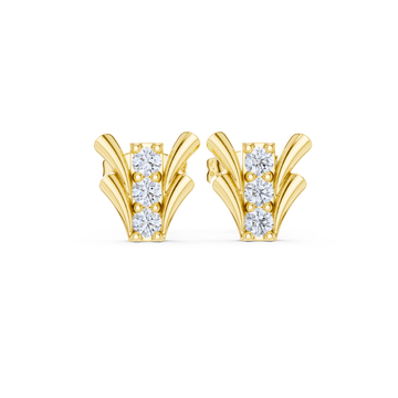 Regal Fan Diamond Stud Earrings