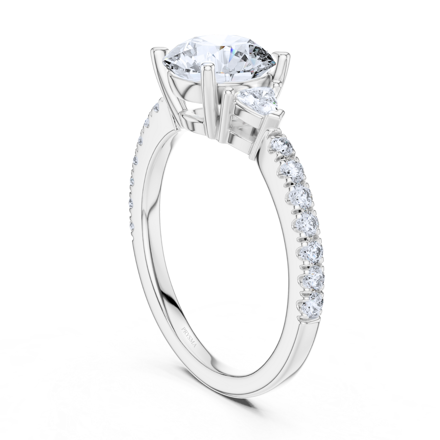 Round Center Stone with Trilliant Diamond