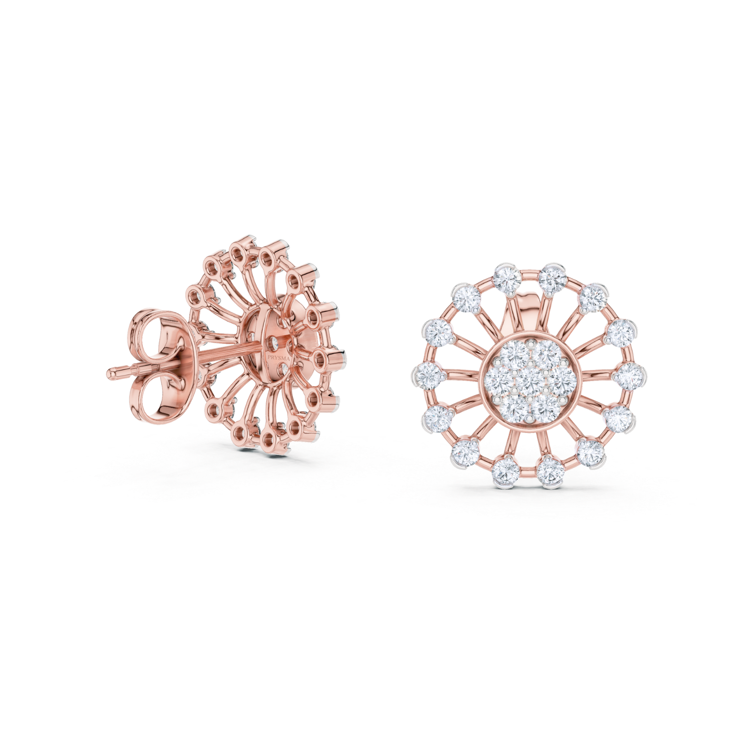Radiant Sunburst Diamond Stud Earrings