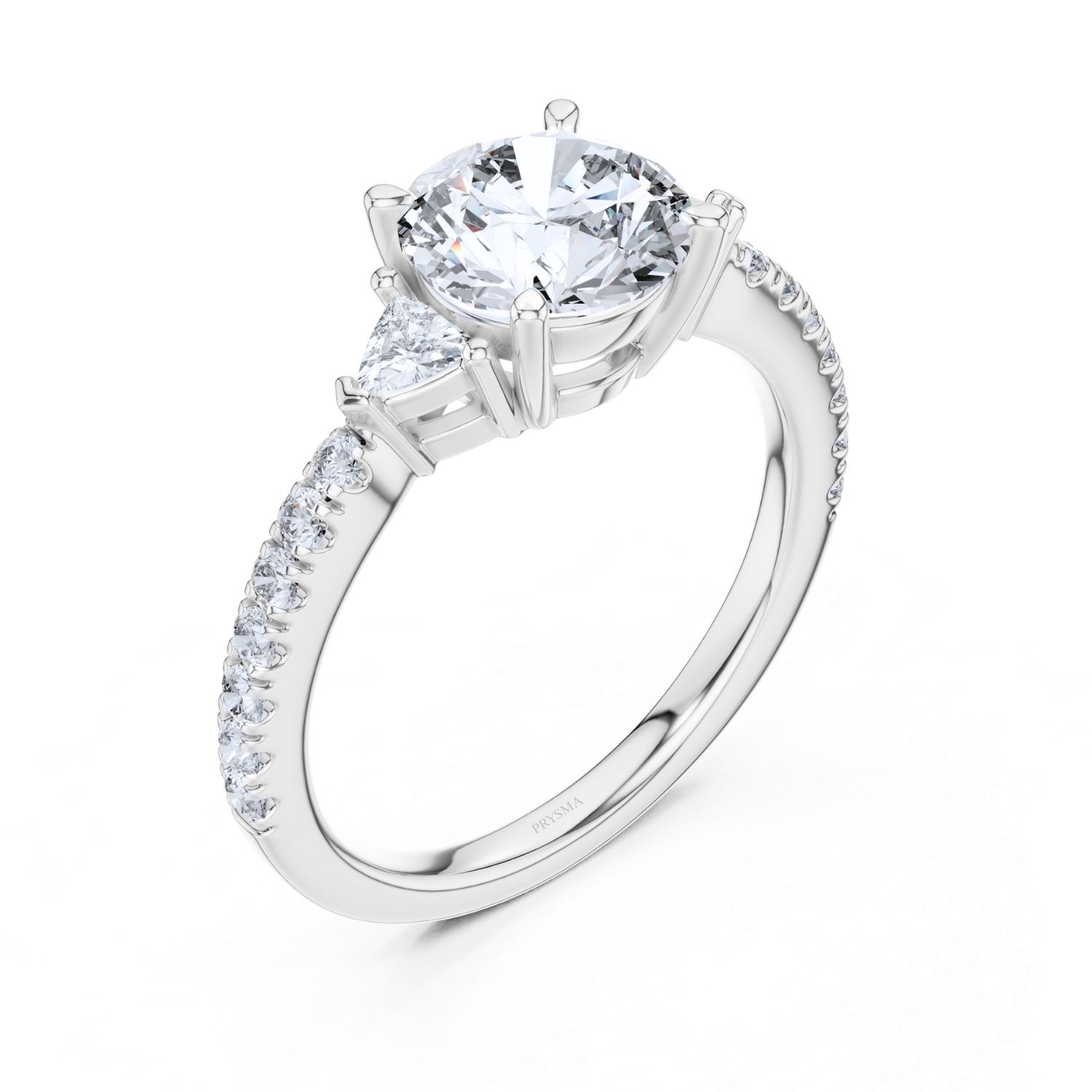 Round Center Stone with Trilliant Diamond