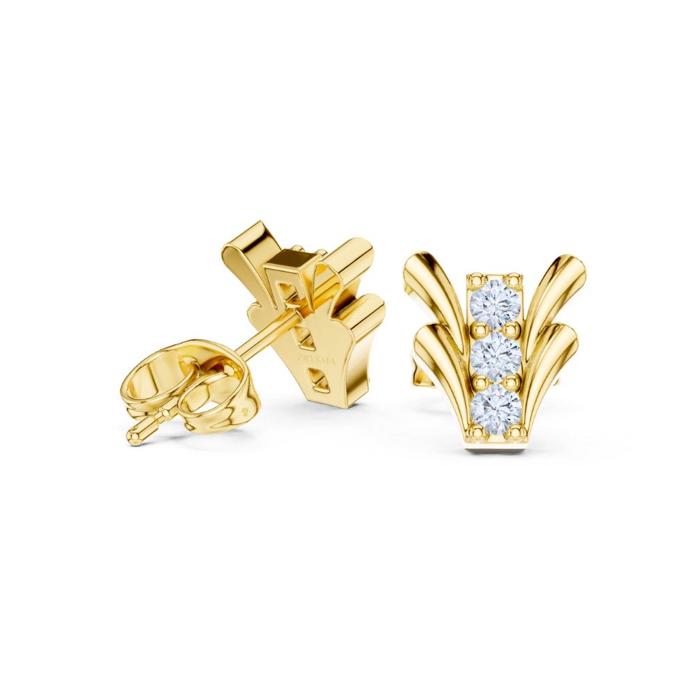 Regal Fan Diamond Stud Earrings