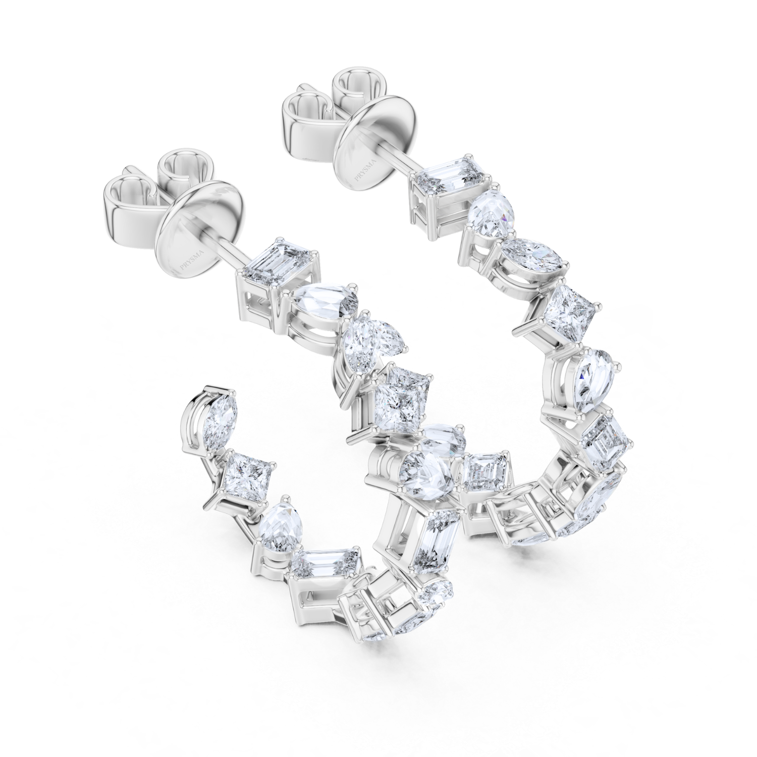 Radiant Cascade Diamond Hoop Earrings