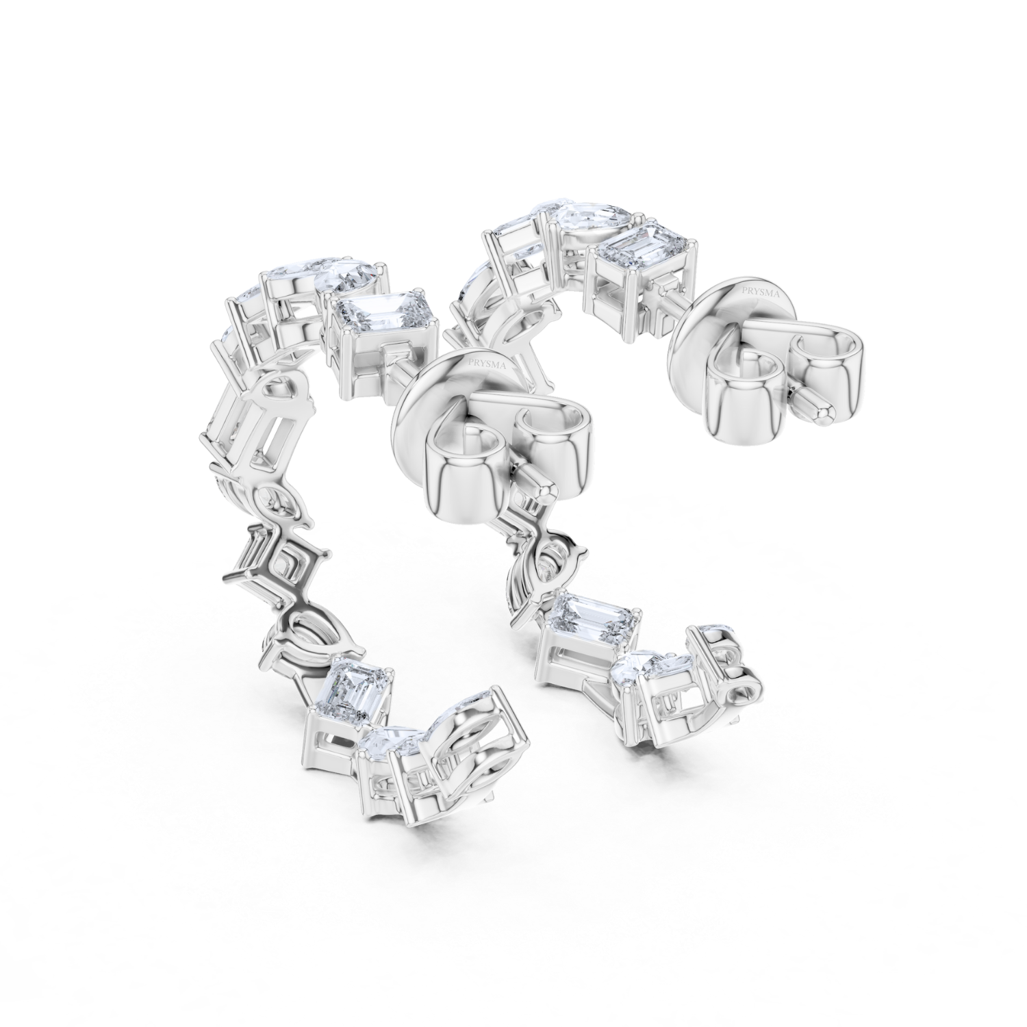 Radiant Cascade Diamond Hoop Earrings