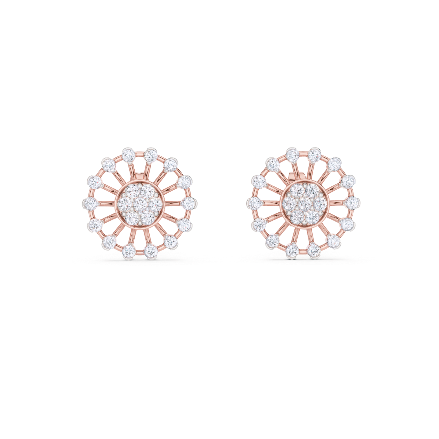 Radiant Sunburst Diamond Stud Earrings