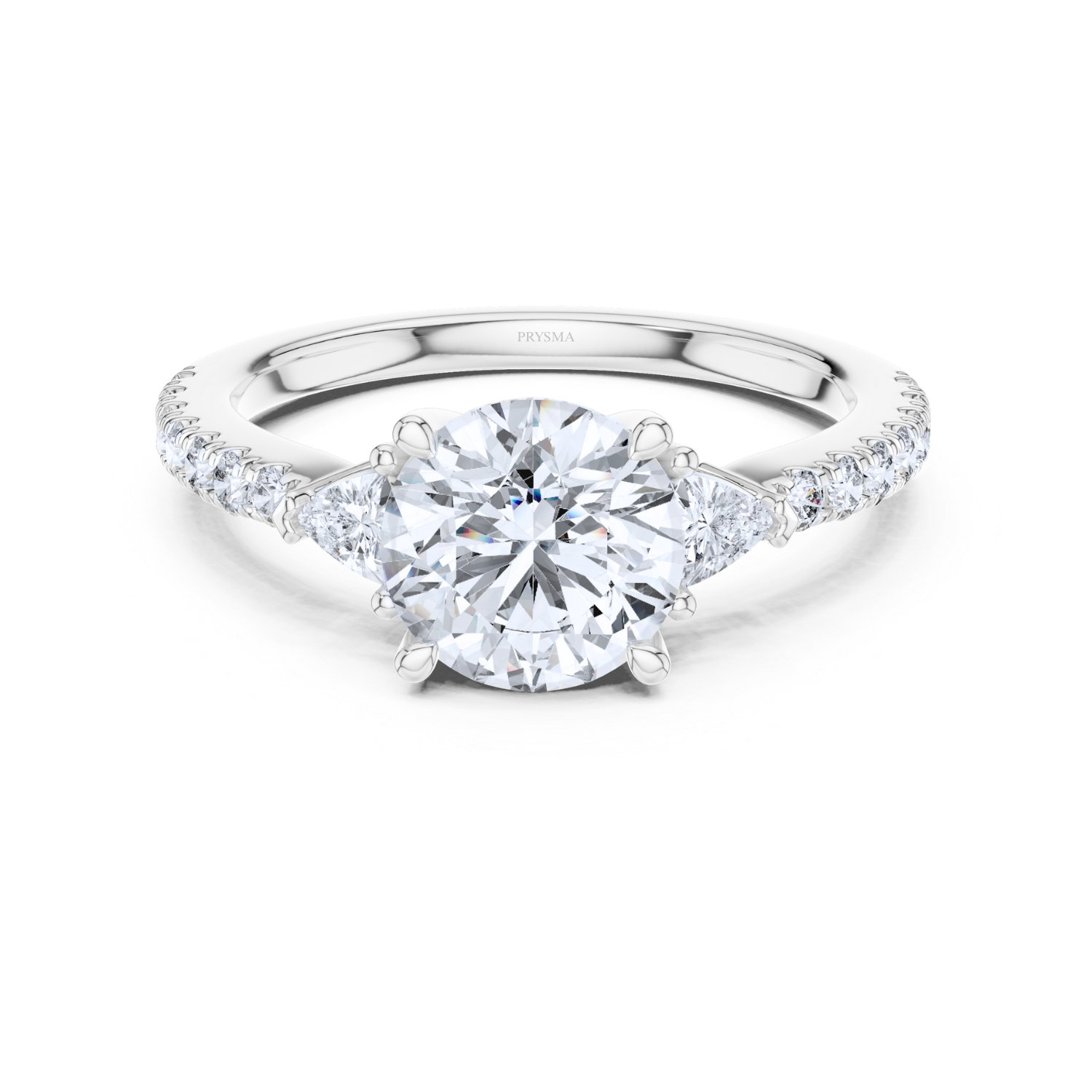 Round Center Stone with Trilliant Diamond