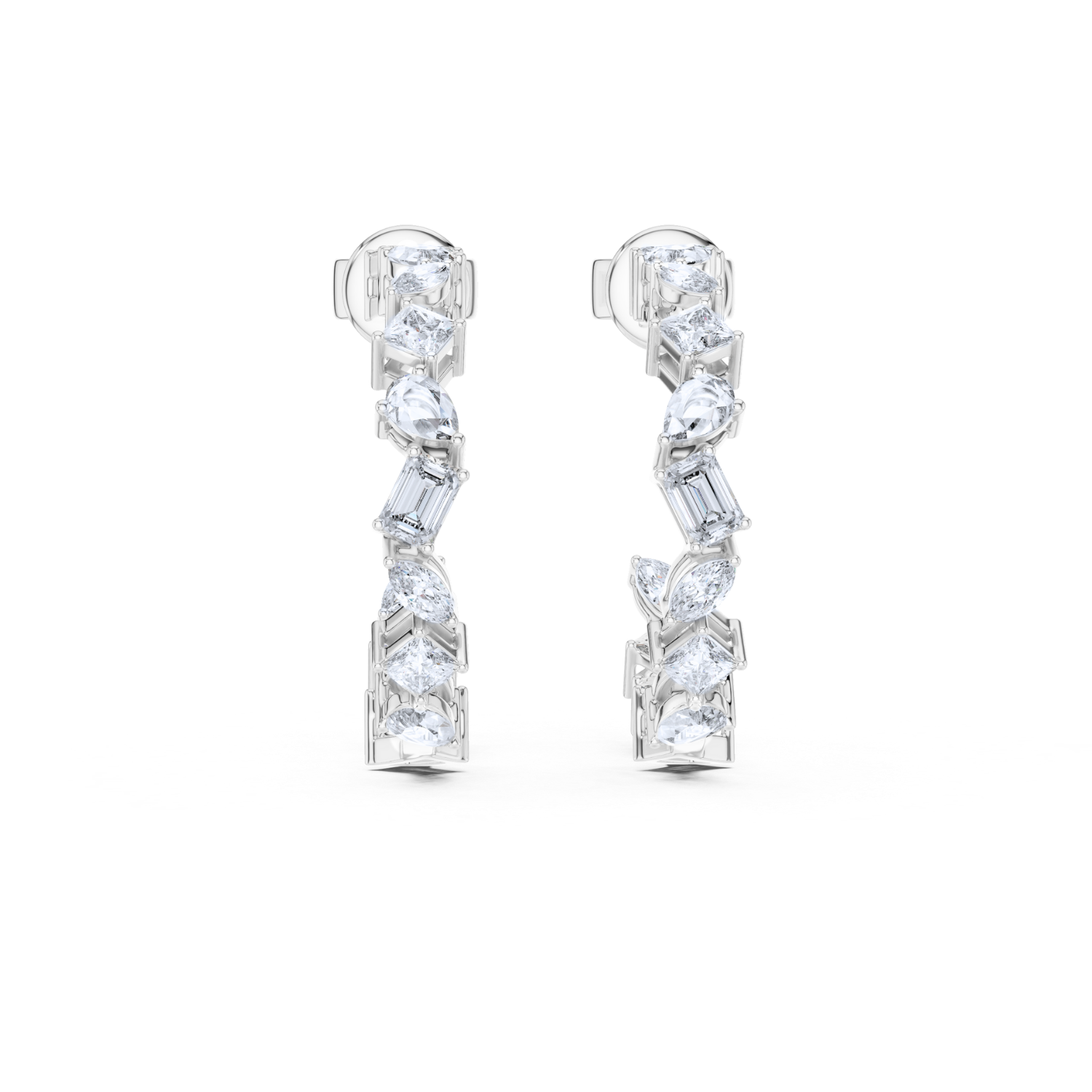 Radiant Cascade Diamond Hoop Earrings