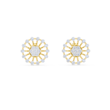 Radiant Sunburst Diamond Stud Earrings