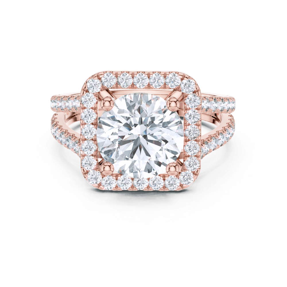 Crown Aura Split Shank Halo Ring