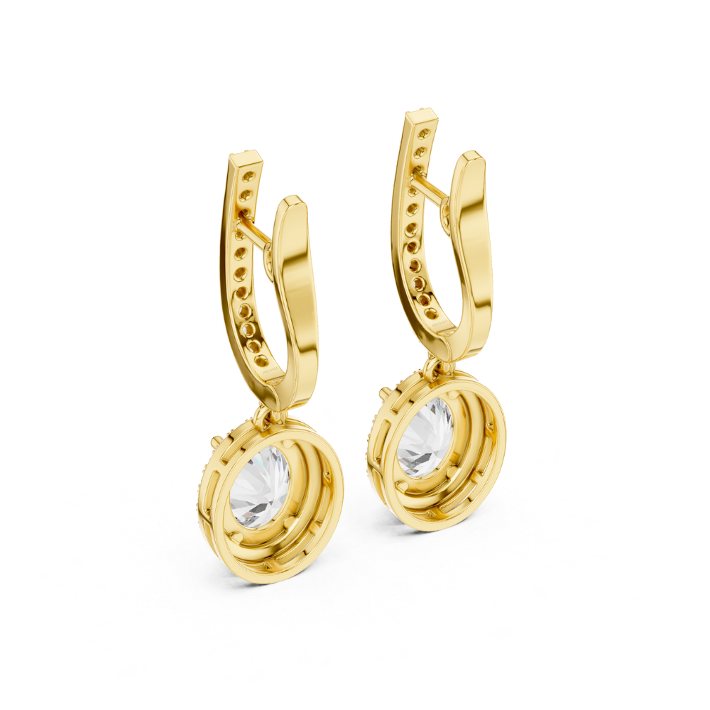 Oval Halo Drop Diamond Earrings