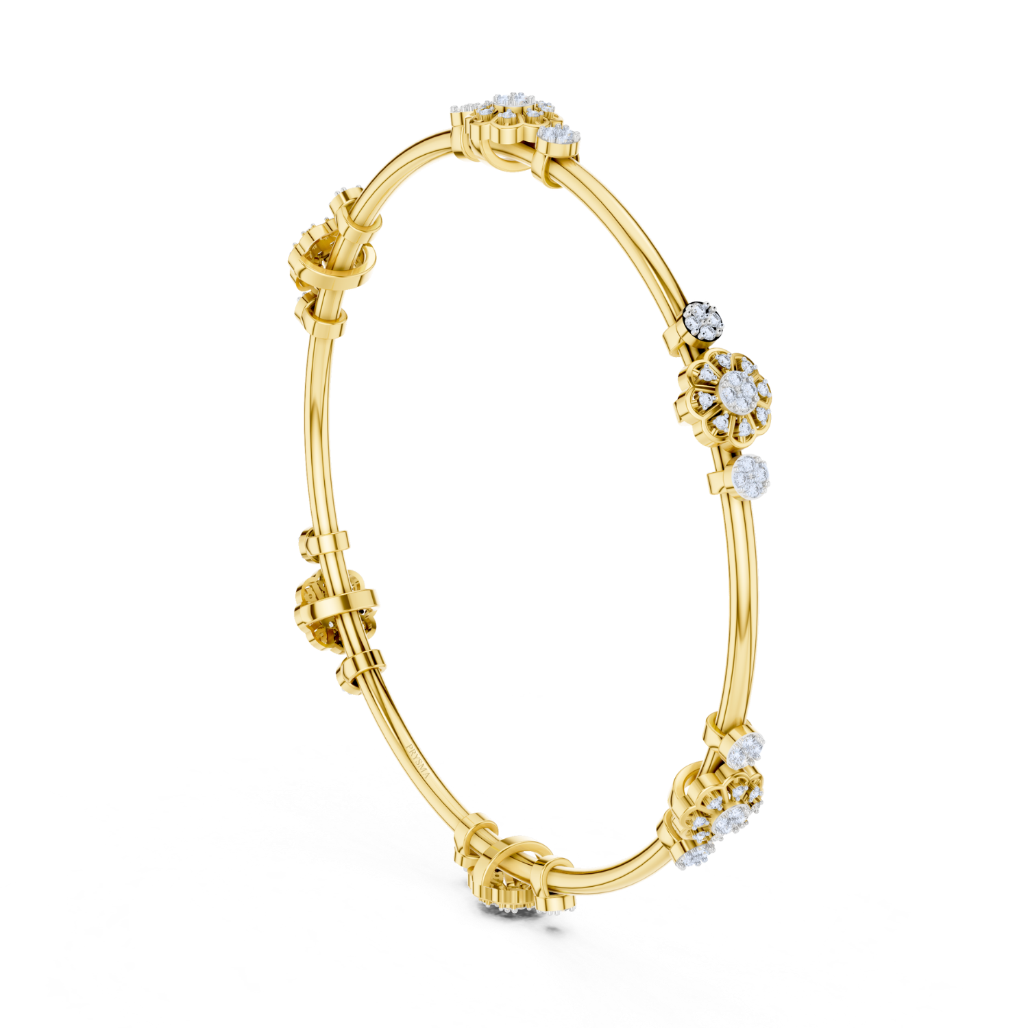 Floral Harmony Diamond Bangle