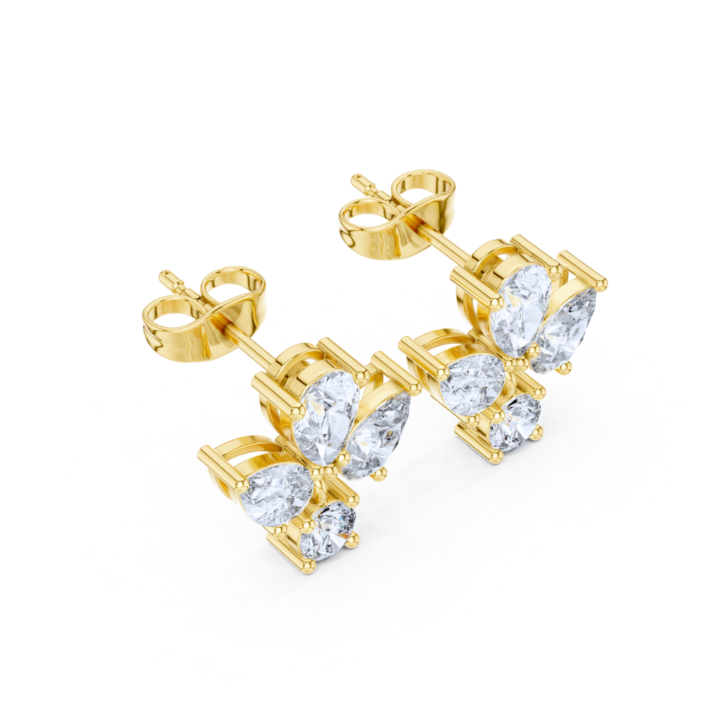 Radiant Bloom Pear Diamond Stud Earrings