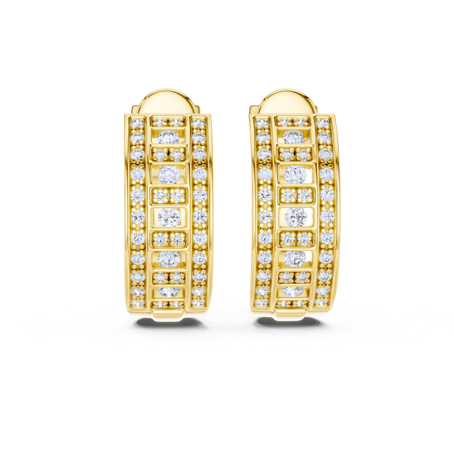 Multi-Row Diamond Hoop Earrings