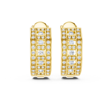 Multi-Row Diamond Hoop Earrings